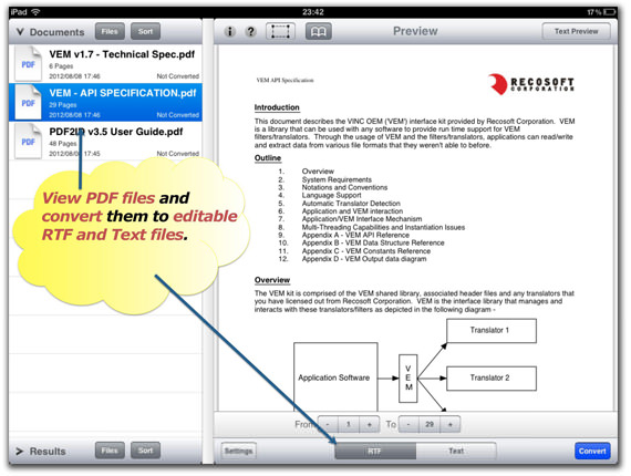 Convert PDF on iPad