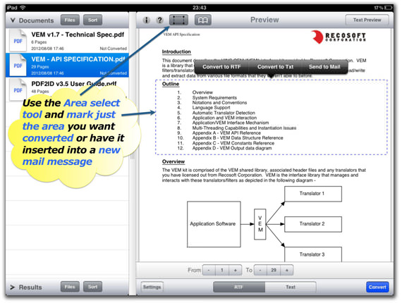 PDF to Text converter for iPad