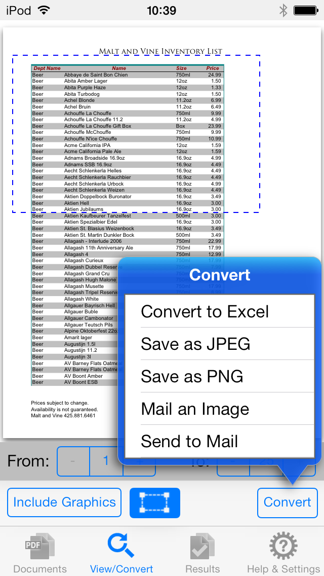 convert pdf to excel on iphone using pdf2office