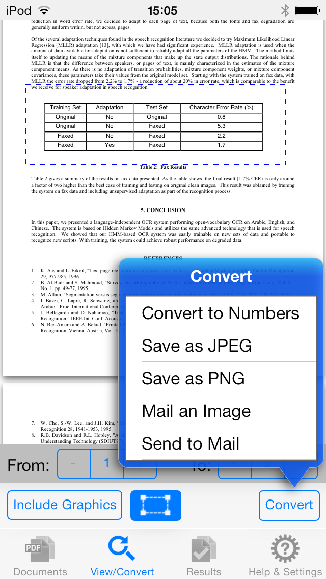 Converting PDF to Numbers on iOS