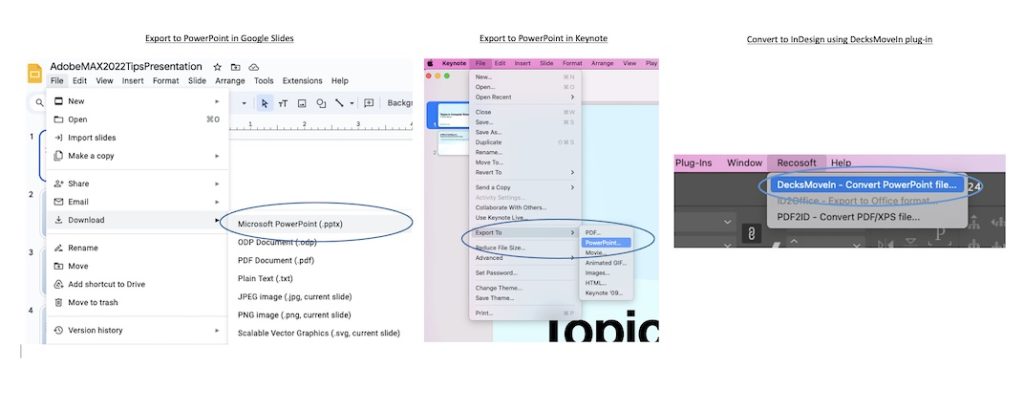 Migrate Google Slides and Keynote to InDesign easily