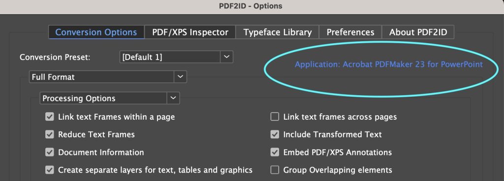 PDF2ID new options window changes